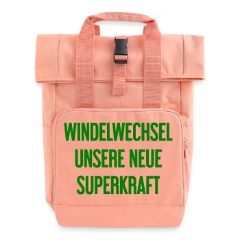 Windelwechsel – unsere neue Superkraft - Rolltop Rucksack mit zwei Griffen - Chintzrosa - Vorne