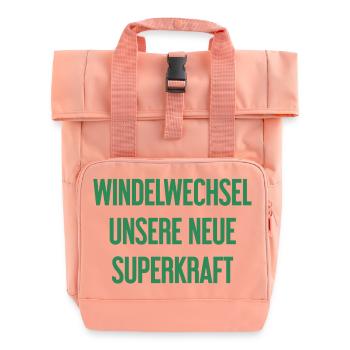 Windelwechsel – unsere neue Superkraft - Rolltop Rucksack mit zwei Griffen - Chintzrosa - Vorne