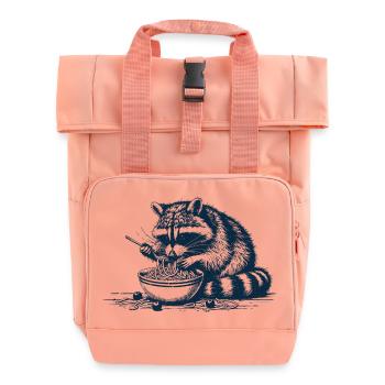 Spaghetti Raccoon - Roll Top Backpack with Two Handles - chintz rose - Front