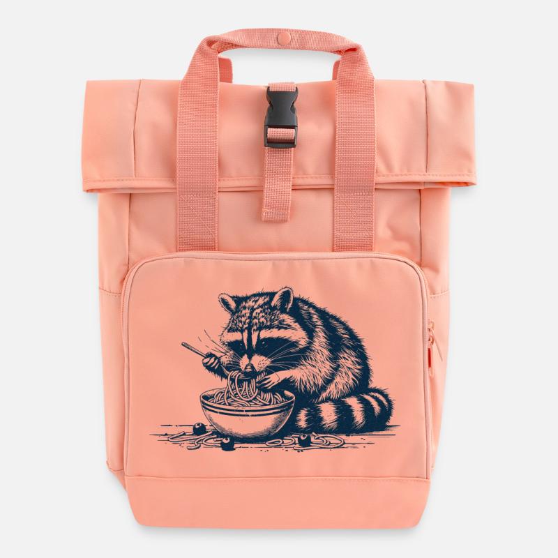 Spaghetti Waschbär - Rolltop Rucksack mit zwei Griffen - Chintzrosa