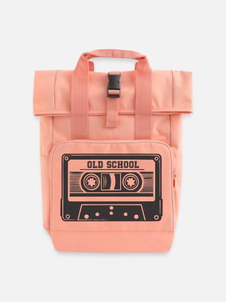 audio kassette old school - Rolltop Rucksack mit zwei Griffen - Chintzrosa