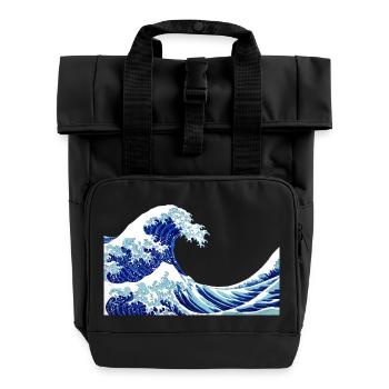 kanagawa Vagues japonaises traditionnelles - Sac à dos Roll Top à deux anses - noir - Devant