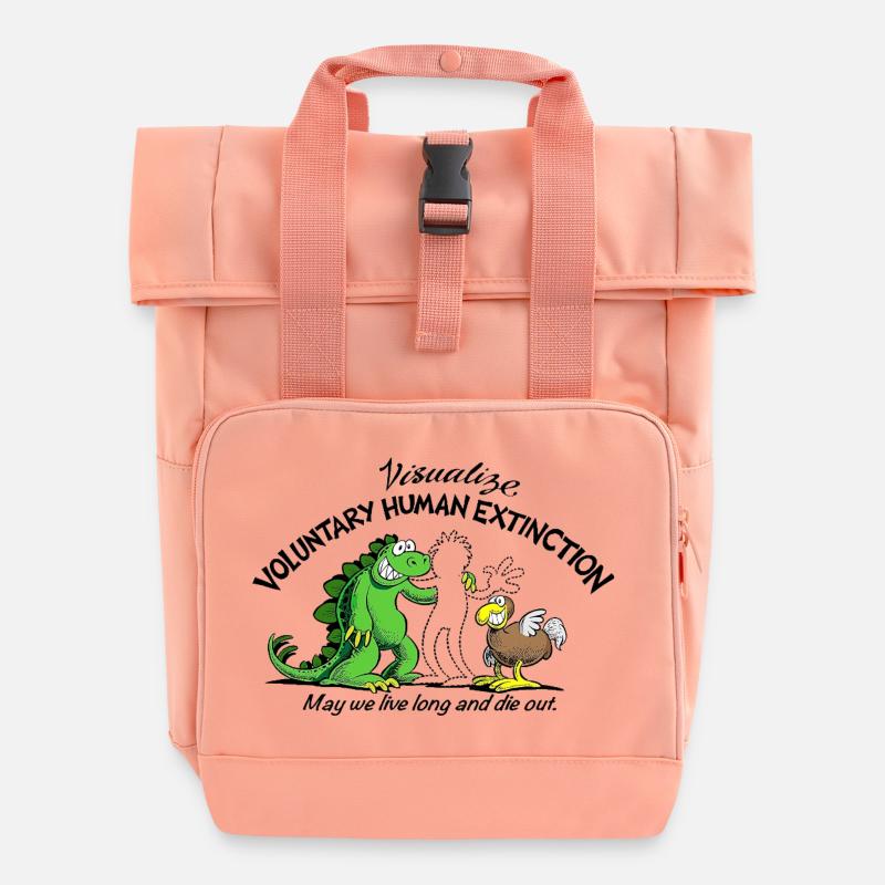 Voluntary Human Extinction Movement VHEMT - Roll Top Backpack with Two Handles - chintz rose