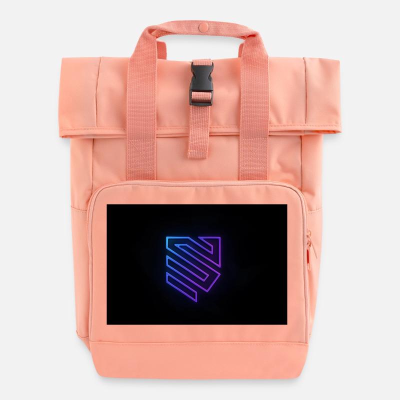 Neon Geometry Logo Gradient - Roll Top Backpack with Two Handles - chintz rose