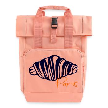 Croissants Paris - Roll Top Backpack with Two Handles - chintz rose - Front
