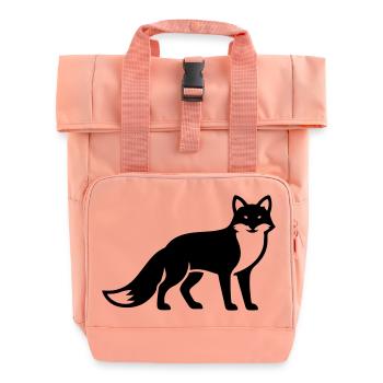 Fox Animal Silhouette - Roll Top Backpack with Two Handles - chintz rose - Front