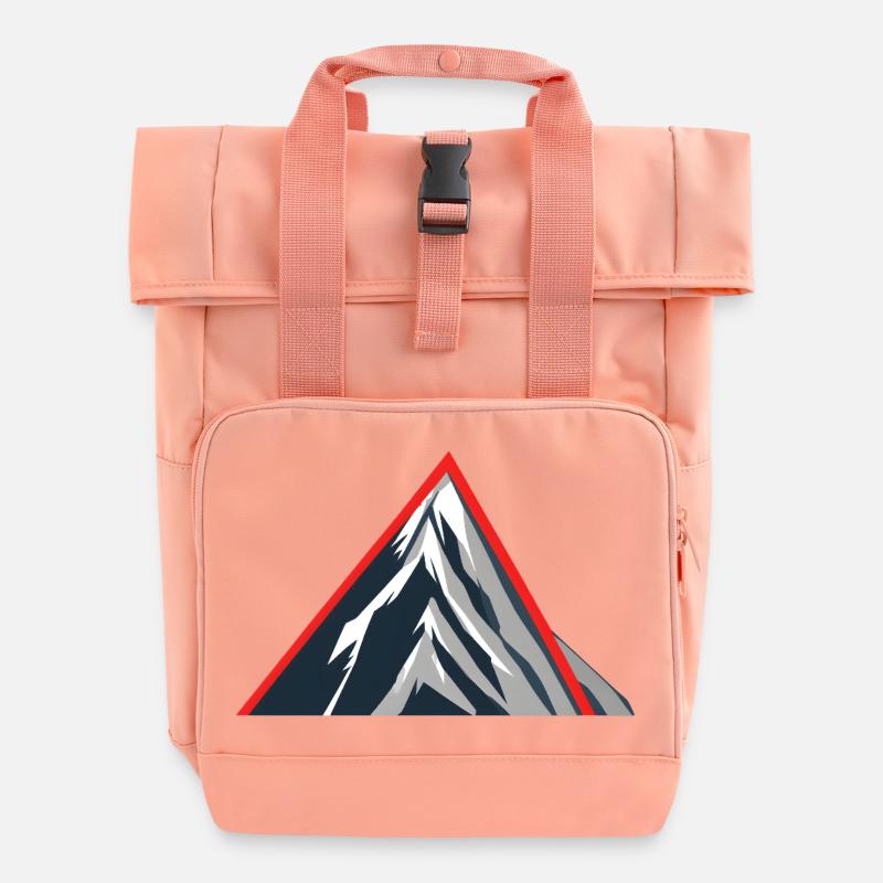 Minimal Mountains – Geometric Mountains - Roll Top Backpack with Two Handles - chintz rose