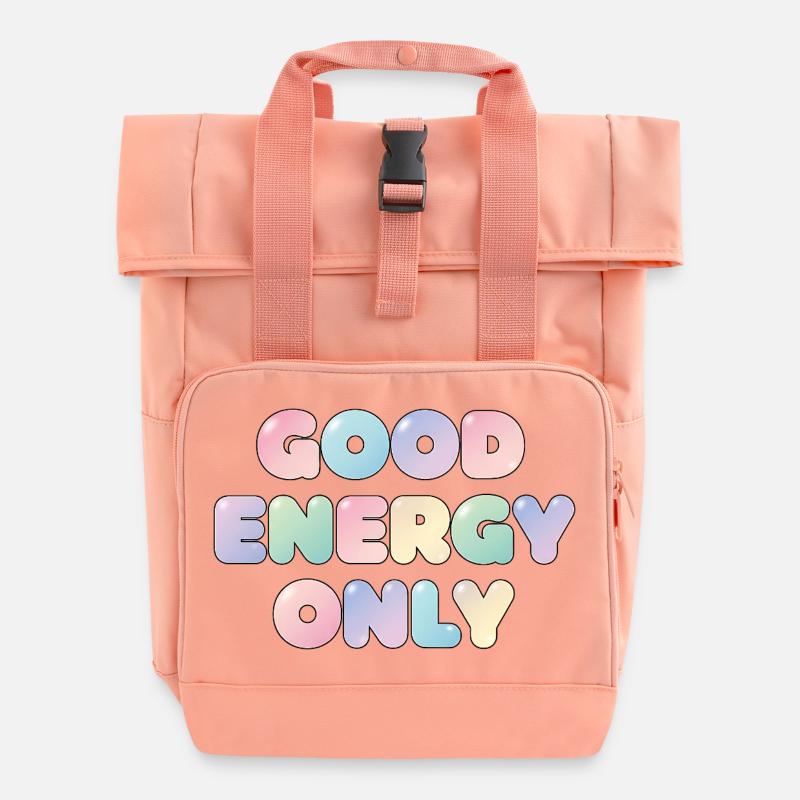 Good Energy Only Pastell Design - Rolltop Rucksack mit zwei Griffen - Chintzrosa