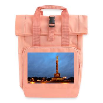 Berliner Siegessäule bei Einbruch der Dämmerung - Rolltop Rucksack mit zwei Griffen - Chintzrosa - Vorne