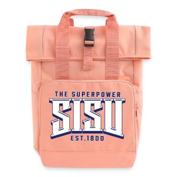 Content Superpower Logo Printing - Roll Top Backpack with Two Handles - chintz rose - Front