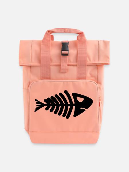 fish skeleton bone tail - Rolltop Rucksack mit zwei Griffen - Chintzrosa