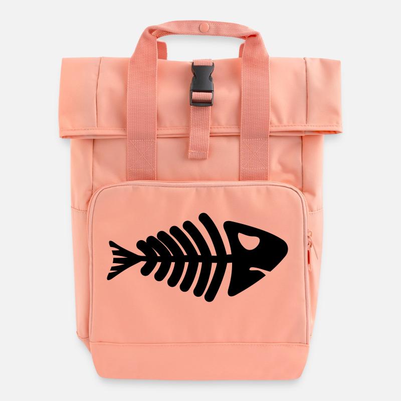 fish skeleton bone tail - Rolltop Rucksack mit zwei Griffen - Chintzrosa