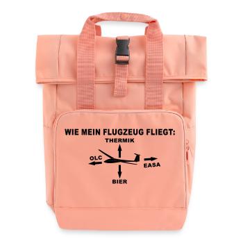 segelflugzeug segelflieger Geschenk Kräfte - Rolltop Rucksack mit zwei Griffen - Chintzrosa - Vorne