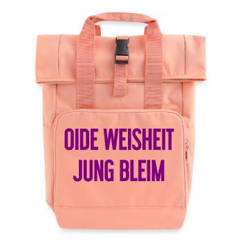 Oide Weisheit, jung bleim – Bavarian saying - Roll Top Backpack with Two Handles - chintz rose - Front