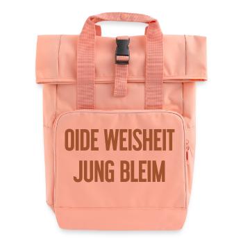 Oide Weisheit, jung bleim – Bavarian saying - Roll Top Backpack with Two Handles - chintz rose - Front
