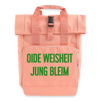 Oide Weisheit, jung bleim – Bavarian saying - Roll Top Backpack with Two Handles - chintz rose - Front