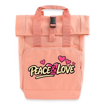 Peace and love - Roll Top Backpack with Two Handles - chintz rose - Front