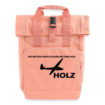 Ka6 Holz Segelflugzeug Segelflieger Geschenk - Rolltop Rucksack mit zwei Griffen - Chintzrosa - Vorne