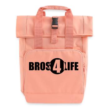 Bros 4 Life Logo Design - Rolltop Rucksack mit zwei Griffen - Chintzrosa - Vorne