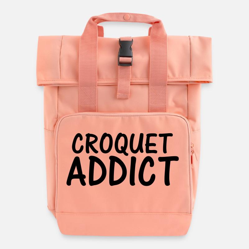 croquet addict - Roll Top Backpack with Two Handles - chintz rose