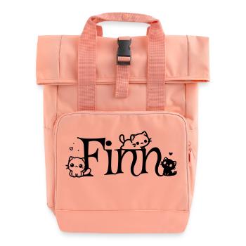 Finn Name Vorname Kätzchenname - Rolltop Rucksack mit zwei Griffen - Chintzrosa - Vorne