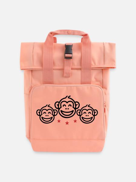 Affen Gruppe - Rolltop Rucksack mit zwei Griffen - Chintzrosa