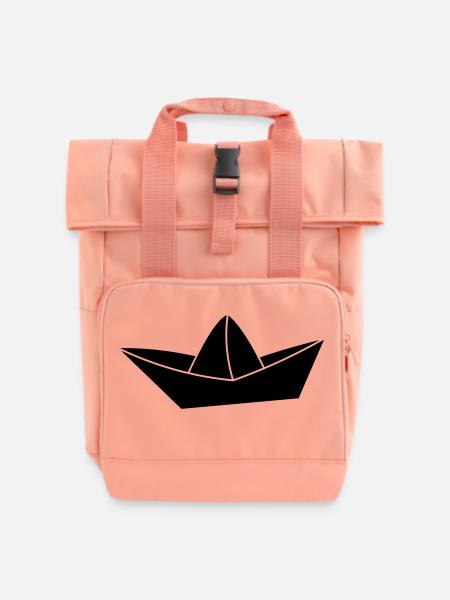 Papierschiff, paper ship - Rolltop Rucksack mit zwei Griffen - Chintzrosa