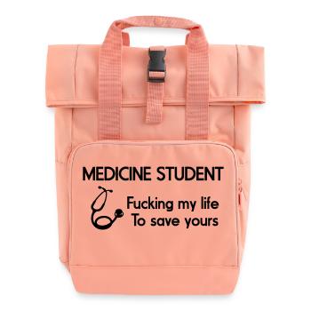 Medicine Student - Roll Top Backpack with Two Handles - chintz rose - Front