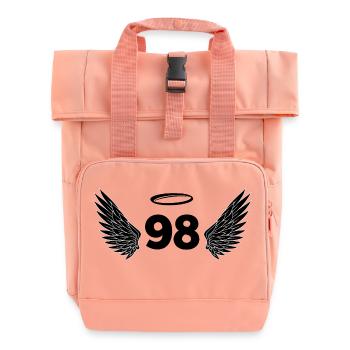 Nummer 98 Engel - Flügel zum 98. Geburtstag - Rolltop Rucksack mit zwei Griffen - Chintzrosa - Vorne