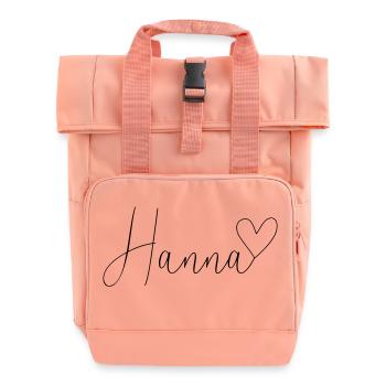 Hanna Name Vorname Mädchen - Rolltop Rucksack mit zwei Griffen - Chintzrosa - Vorne