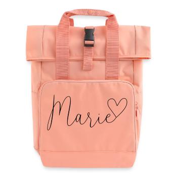 Marie Surname First Name Girl - Roll Top Backpack with Two Handles - chintz rose - Front