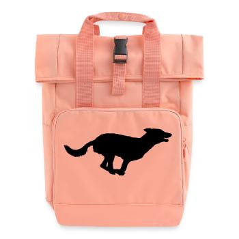 Hund Shilouette run - Rolltop Rucksack mit zwei Griffen - Chintzrosa - Vorne
