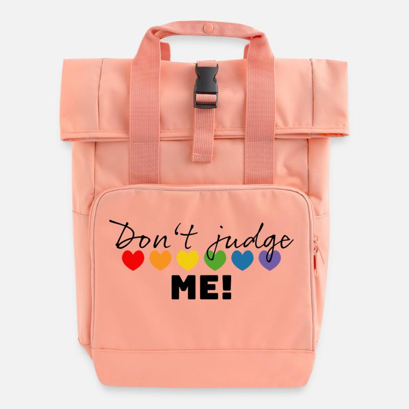 Cœur arc-en-ciel ne me juge pas noir - Sac à dos Roll Top à deux anses - rose liberty