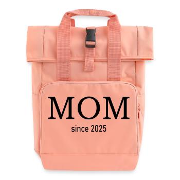 mom since 2025 - Roll Top Backpack with Two Handles - chintz rose - Front