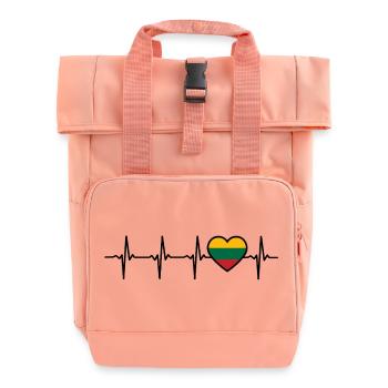 Lithuania Heartbeat Flag Lithuania - Roll Top Backpack with Two Handles - chintz rose - Front