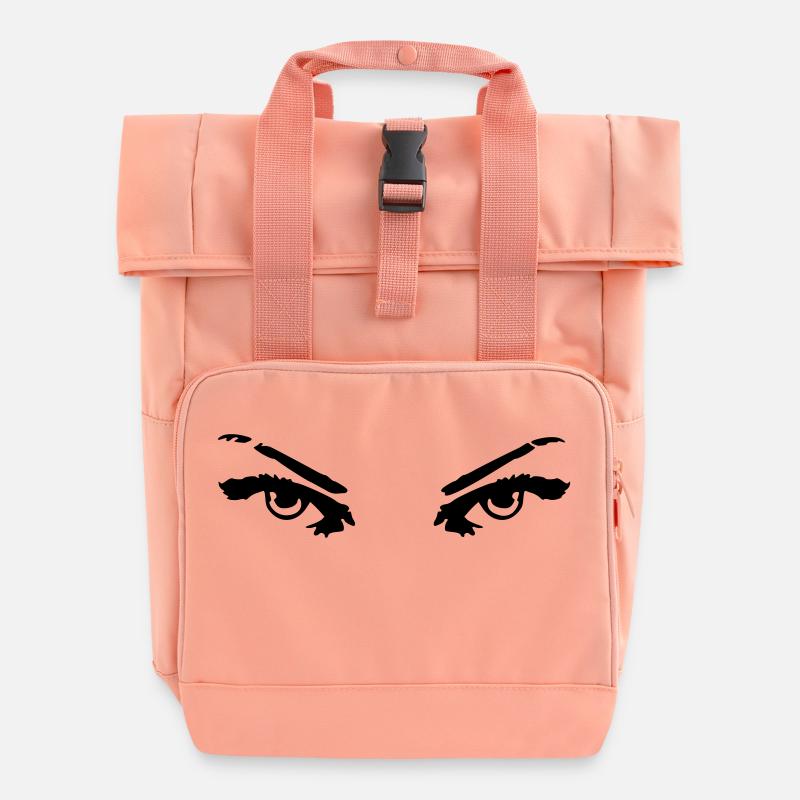 eyes 01 - Roll Top Backpack with Two Handles - chintz rose