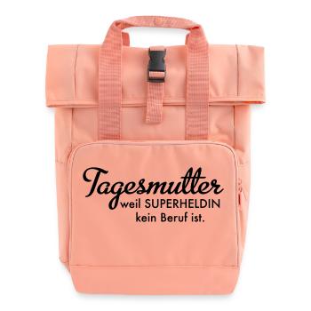 Tagesmutter - Rolltop Rucksack mit zwei Griffen - Chintzrosa - Vorne