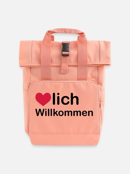 herzlich willkommen - Rolltop Rucksack mit zwei Griffen - Chintzrosa