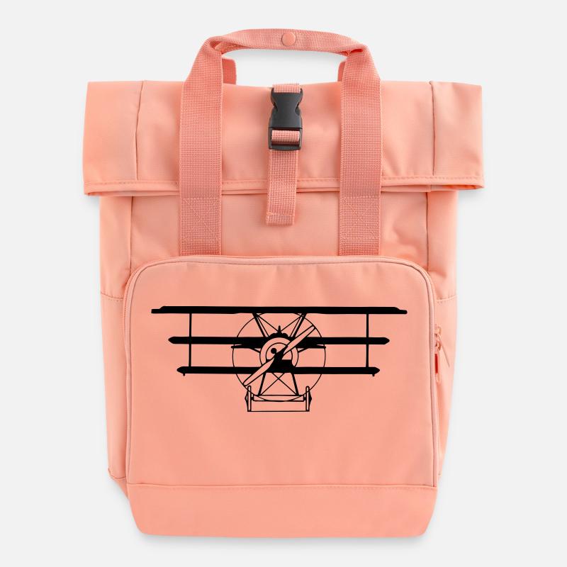 Dreidecker Fokker DR I - Roter Baron - Rolltop Rucksack mit zwei Griffen - Chintzrosa