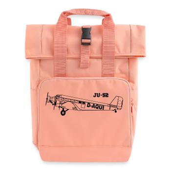 Ju-52 - Roll Top Backpack with Two Handles - chintz rose - Front