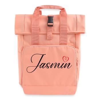 Jasmin Name Heart - Roll Top Backpack with Two Handles - chintz rose - Front