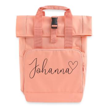 Johanna Last name First name Girl - Roll Top Backpack with Two Handles - chintz rose - Front