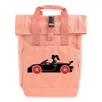Woman Car Convertible - Roll Top Backpack with Two Handles - chintz rose - Front