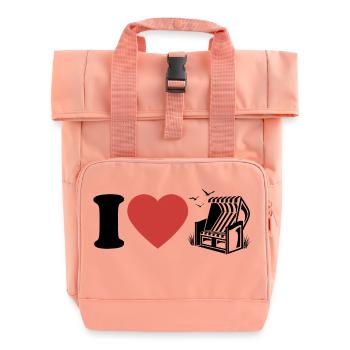 I Love Beach Chair - Heart - Hobby - Roll Top Backpack with Two Handles - chintz rose - Front