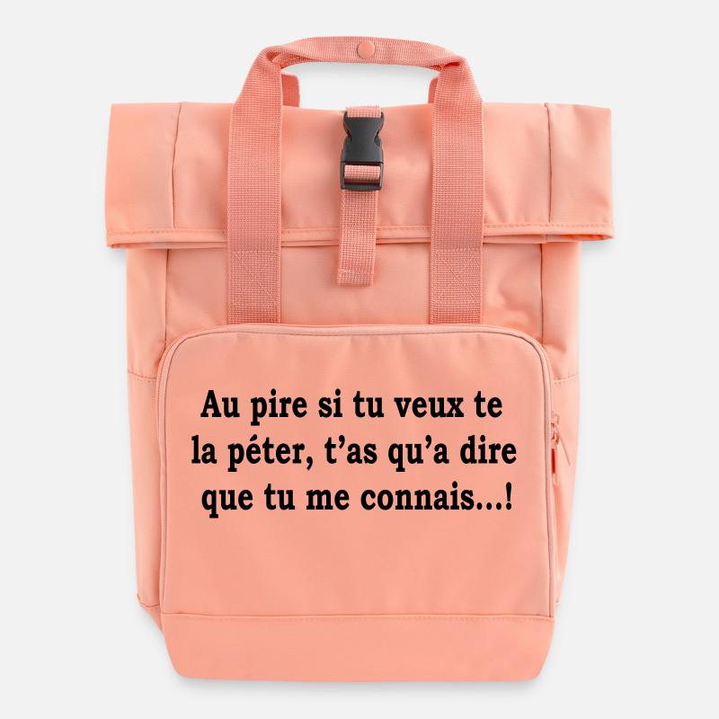 humor - Roll Top Backpack with Two Handles - chintz rose