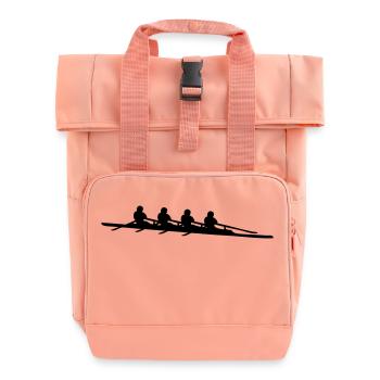 rowing boat 4 Quad scull - Roll Top Backpack with Two Handles - chintz rose - Front