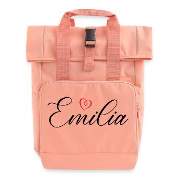 Emilia Name Heart - Roll Top Backpack with Two Handles - chintz rose - Front