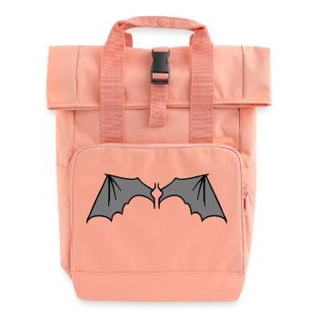 batwings_grey - Roll Top Backpack with Two Handles - chintz rose - Front