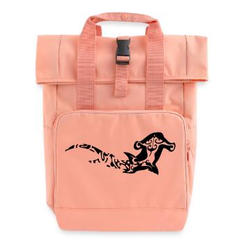 great hammerhead shark tribal tattoo style - Roll Top Backpack with Two Handles - chintz rose - Front