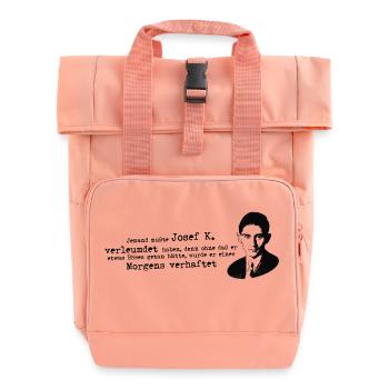 Franz Kafka Zitat Prozess Josef K - Rolltop Rucksack mit zwei Griffen - Chintzrosa - Vorne